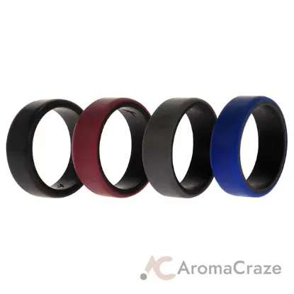 Picture of Silicone Wedding 2Layer Beveled 8mm Ring Set - Bordeaux by ROQ for Men - 4 x 11 mm Ring