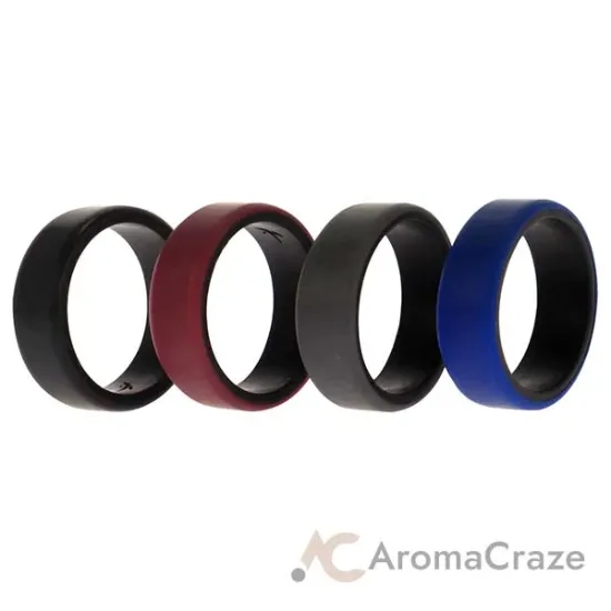 Picture of Silicone Wedding 2Layer Beveled 8mm Ring Set - Bordeaux by ROQ for Men - 4 x 11 mm Ring