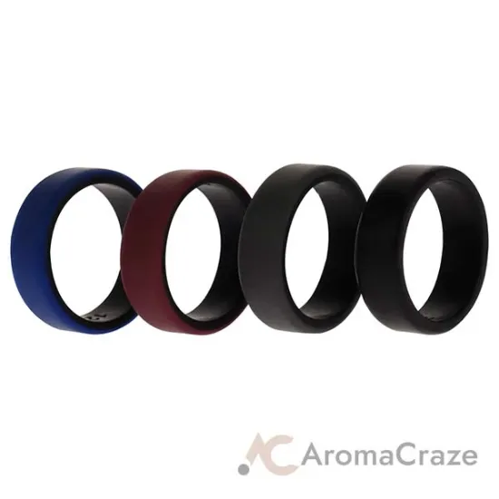 Picture of Silicone Wedding 2Layer Beveled 8mm Ring Set - Bordeaux by ROQ for Men - 4 x 12 mm Ring