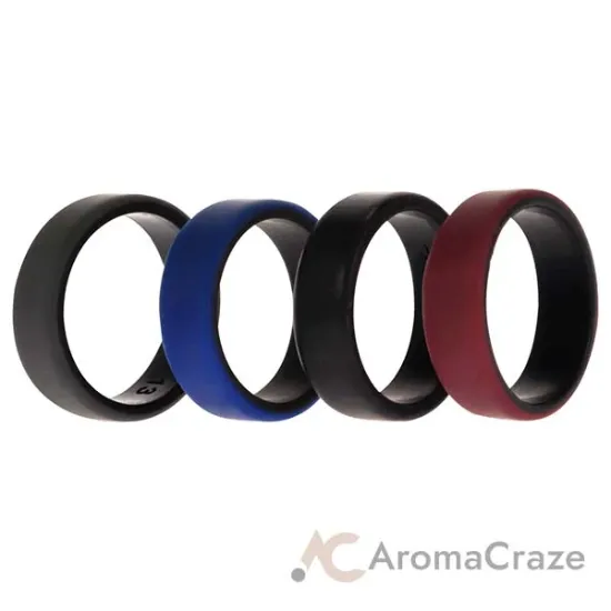 Picture of Silicone Wedding 2Layer Beveled 8mm Ring Set - Bordeaux by ROQ for Men - 4 x 13 mm Ring