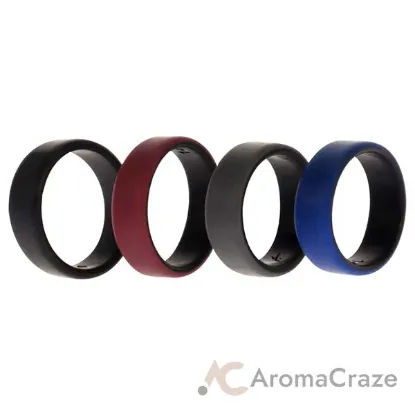Picture of Silicone Wedding 2Layer Beveled 8mm Ring Set - Bordeaux by ROQ for Men - 4 x 14 mm Ring