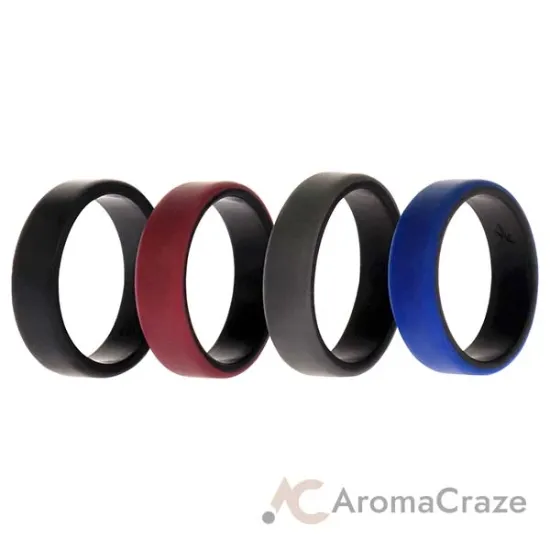 Picture of Silicone Wedding 2Layer Beveled 8mm Ring Set - Bordeaux by ROQ for Men - 4 x 16 mm Ring