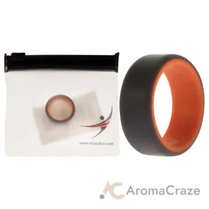 Picture of Silicone Wedding 2Layer Beveled 8mm Ring - Orange-Grey by ROQ for Men - 7 mm Ring