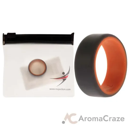 Picture of Silicone Wedding 2Layer Beveled 8mm Ring - Orange-Grey by ROQ for Men - 7 mm Ring