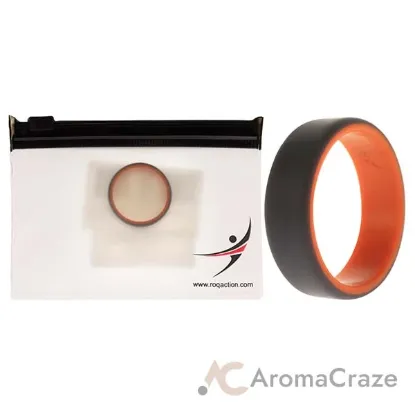 Picture of Silicone Wedding 2Layer Beveled 8mm Ring - Orange-Grey by ROQ for Men - 13 mm Ring