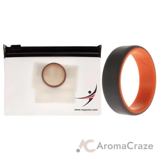 Picture of Silicone Wedding 2Layer Beveled 8mm Ring - Orange-Grey by ROQ for Men - 13 mm Ring