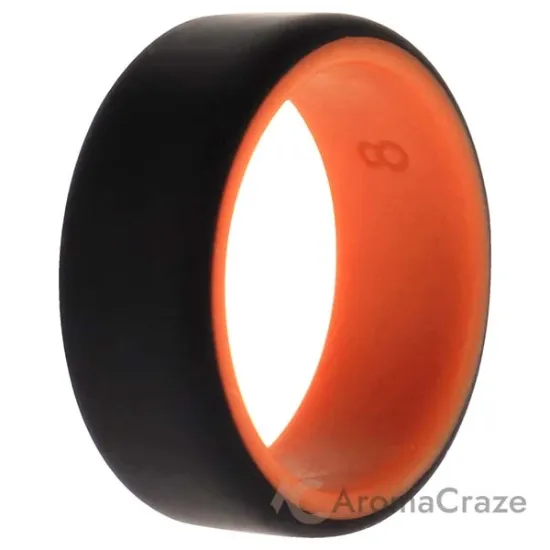 Picture of Silicone Wedding 2Layer Beveled 8mm Ring - Orange-Black by ROQ for Men - 8 mm Ring