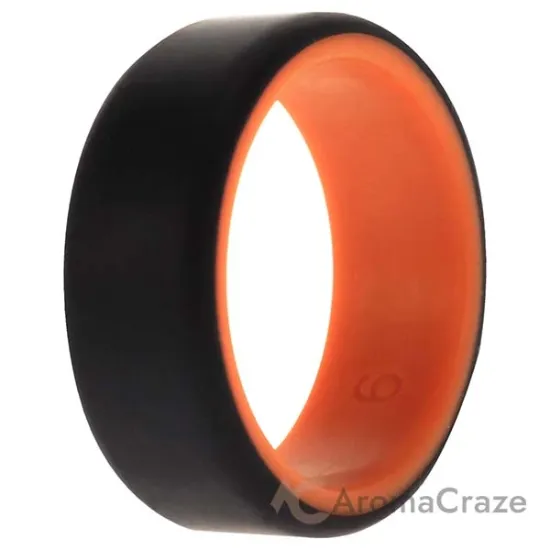 Picture of Silicone Wedding 2Layer Beveled 8mm Ring - Orange-Black by ROQ for Men - 9 mm Ring