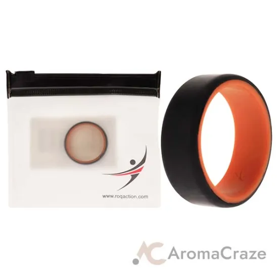 Picture of Silicone Wedding 2Layer Beveled 8mm Ring - Orange-Black by ROQ for Men - 10 mm Ring