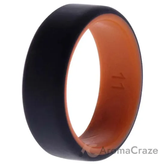 Picture of Silicone Wedding 2Layer Beveled 8mm Ring - Orange-Black by ROQ for Men - 11 mm Ring