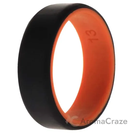 Picture of Silicone Wedding 2Layer Beveled 8mm Ring - Orange-Black by ROQ for Men - 13 mm Ring