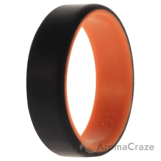 Picture of Silicone Wedding 2Layer Beveled 8mm Ring - Orange-Black by ROQ for Men - 15 mm Ring