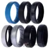 Picture of Silicone Wedding BR Step Ring Set - Metal by ROQ for Men - 7 x 9 mm Ring
