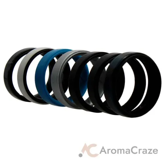 Picture of Silicone Wedding BR Step Ring Set - Metal by ROQ for Men - 7 x 13 mm Ring
