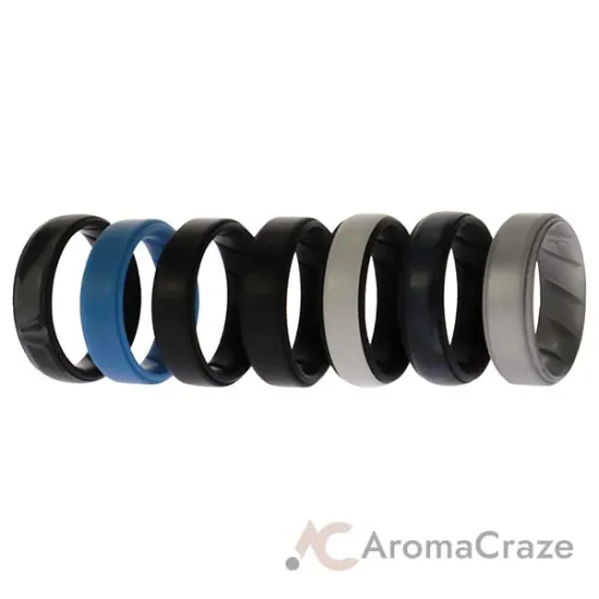 Picture of Silicone Wedding BR Step Ring Set - Metal by ROQ for Men - 7 x 14 mm Ring
