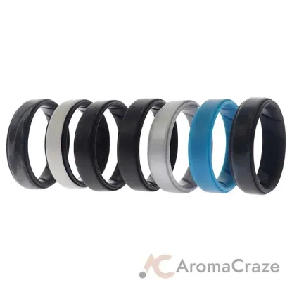 Picture of Silicone Wedding BR Step Ring Set - Metal by ROQ for Men - 7 x 16 mm Ring