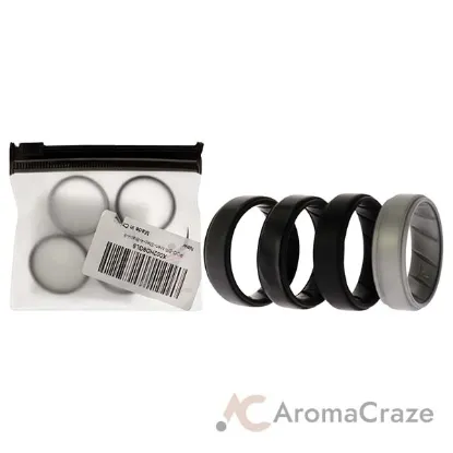 Picture of Silicone Wedding BR Step Ring Set - Black-Camo by ROQ for Men - 4 x 13 mm Ring