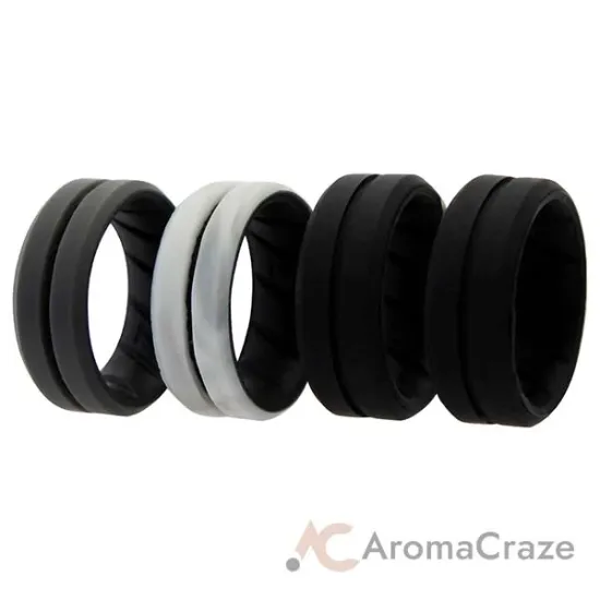 Picture of Silicone Wedding BR Middle Line Ring Set - Marble by ROQ for Men - 4 x 7 mm Ring