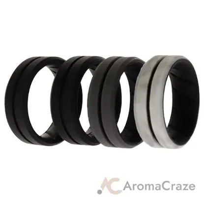 Picture of Silicone Wedding BR Middle Line Ring Set - Marble by ROQ for Men - 4 x 9 mm Ring