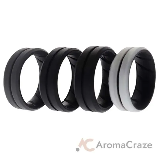 Picture of Silicone Wedding BR Middle Line Ring Set - Marble by ROQ for Men - 4 x 10 mm Ring