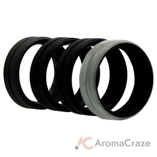 Picture of Silicone Wedding BR Middle Line Ring Set - Marble by ROQ for Men - 4 x 11 mm Ring