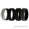 Picture of Silicone Wedding BR Middle Line Ring Set - Marble by ROQ for Men - 4 x 12 mm Ring