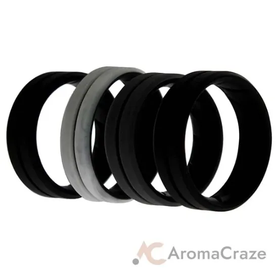 Picture of Silicone Wedding BR Middle Line Ring Set - Marble by ROQ for Men - 4 x 13 mm Ring