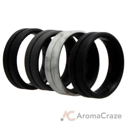 Picture of Silicone Wedding BR Middle Line Ring Set - Marble by ROQ for Men - 4 x 14 mm Ring