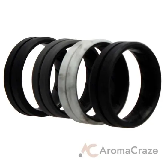 Picture of Silicone Wedding BR Middle Line Ring Set - Marble by ROQ for Men - 4 x 14 mm Ring