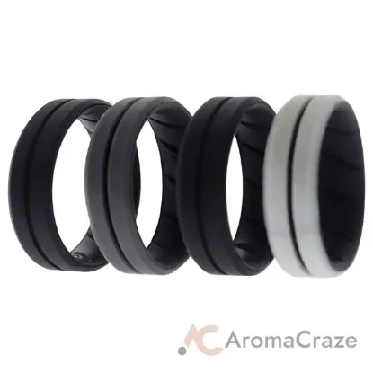 Picture of Silicone Wedding BR Middle Line Ring Set - Marble by ROQ for Men - 4 x 15 mm Ring