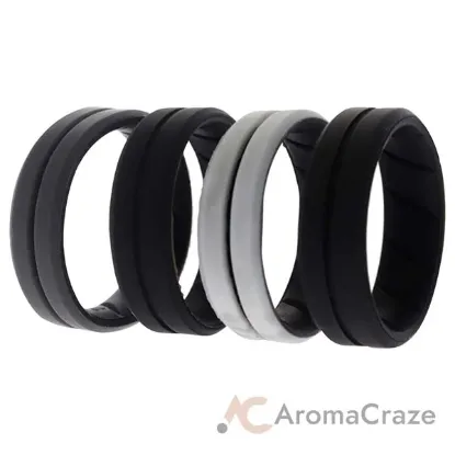 Picture of Silicone Wedding BR Middle Line Ring Set - Marble by ROQ for Men - 4 x 16 mm Ring