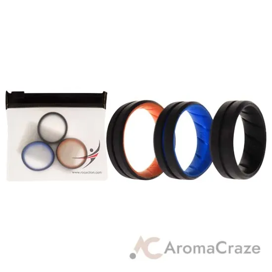 Picture of Silicone Wedding BR Middle Line Ring Set - MultiColor by ROQ for Men - 3 x 12 mm Ring