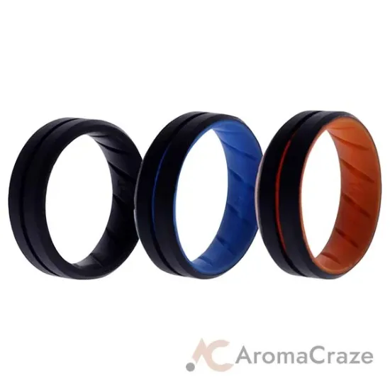 Picture of Silicone Wedding BR Middle Line Ring Set - MultiColor by ROQ for Men - 3 x 14 mm Ring