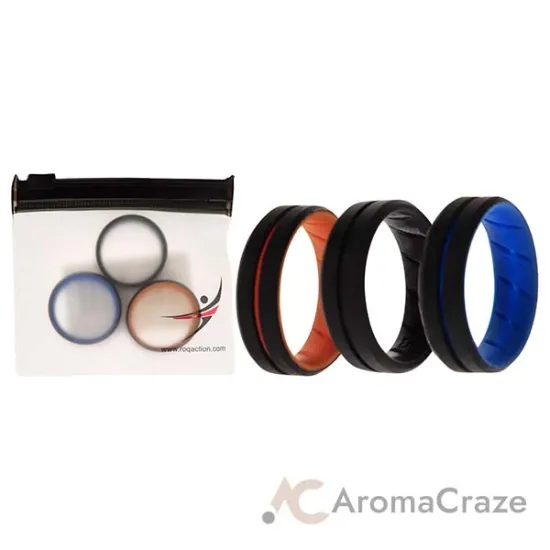 Picture of Silicone Wedding BR Middle Line Ring Set - MultiColor by ROQ for Men - 3 x 15 mm Ring