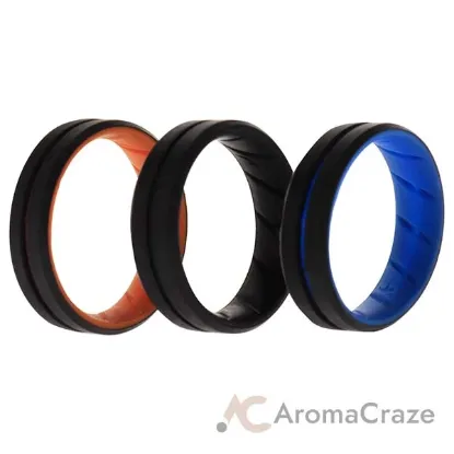 Picture of Silicone Wedding BR Middle Line Ring Set - MultiColor by ROQ for Men - 3 x 16 mm Ring