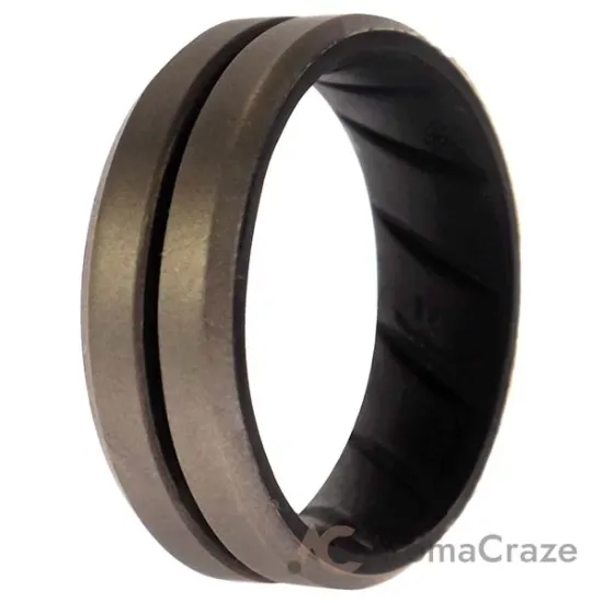 Picture of Silicone Wedding BR Middle Line Ring - Black-Silver by ROQ for Men - 10 mm Ring