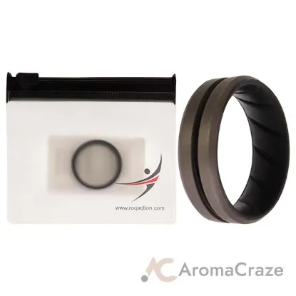 Picture of Silicone Wedding BR Middle Line Ring - Black-Silver by ROQ for Men - 11 mm Ring