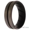 Picture of Silicone Wedding BR Middle Line Ring - Black-Silver by ROQ for Men - 11 mm Ring