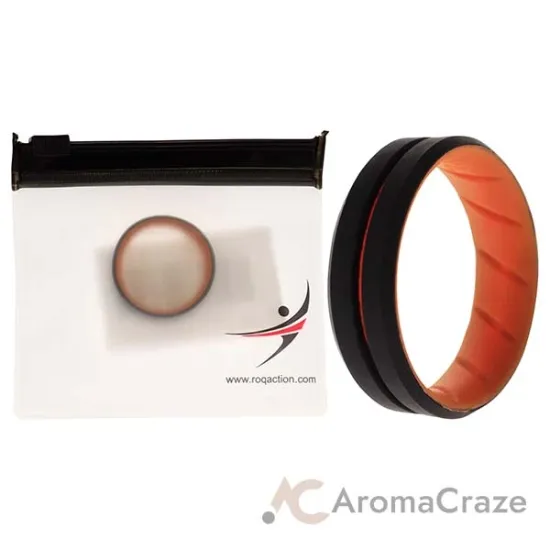 Picture of Silicone Wedding BR Middle Line Ring - Orange-Black by ROQ for Men - 16 mm Ring