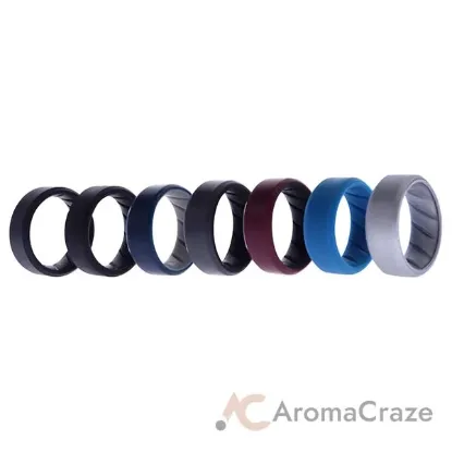 Picture of Silicone Wedding BR 8mm Edge Ring Set - Black by ROQ for Men - 7 x 7 mm Ring