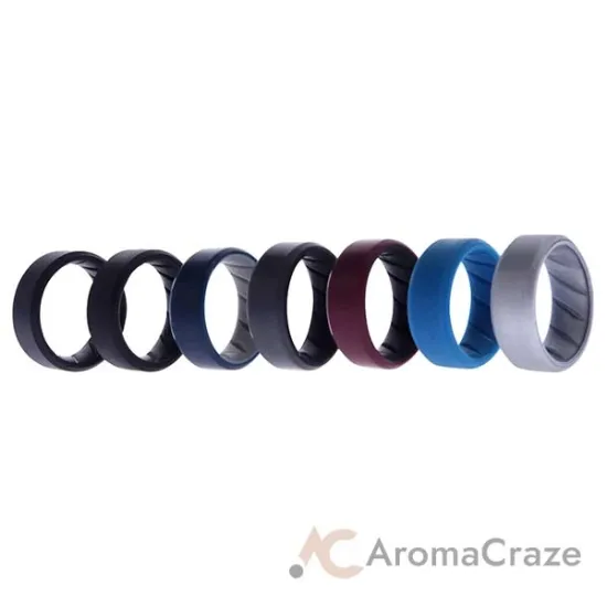 Picture of Silicone Wedding BR 8mm Edge Ring Set - Black by ROQ for Men - 7 x 7 mm Ring