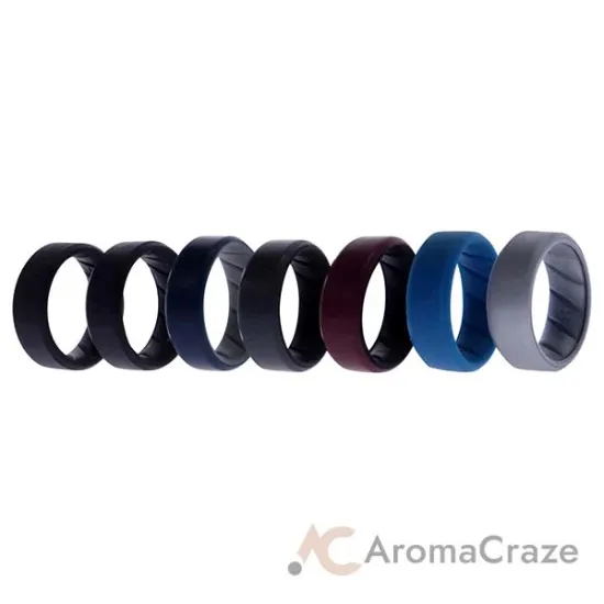 Picture of Silicone Wedding BR 8mm Edge Ring Set - Black by ROQ for Men - 7 x 8 mm Ring