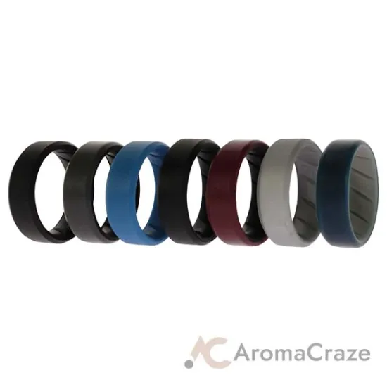 Picture of Silicone Wedding BR 8mm Edge Ring Set - Black by ROQ for Men - 7 x 11 mm Ring
