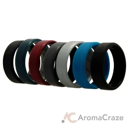 Picture of Silicone Wedding BR 8mm Edge Ring Set - Black by ROQ for Men - 7 x 12 mm Ring