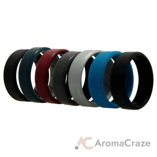 Picture of Silicone Wedding BR 8mm Edge Ring Set - Black by ROQ for Men - 7 x 12 mm Ring