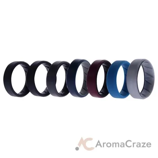 Picture of Silicone Wedding BR 8mm Edge Ring Set - Black by ROQ for Men - 7 x 14 mm Ring