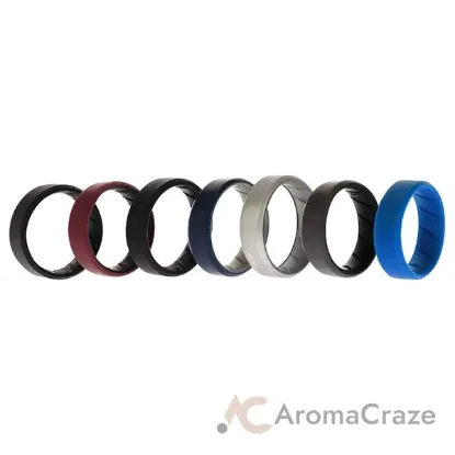 Picture of Silicone Wedding BR 8mm Edge Ring Set - Black by ROQ for Men - 7 x 16 mm Ring