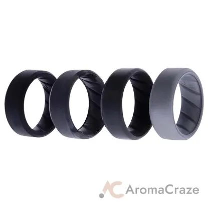 Picture of Silicone Wedding BR 8mm Edge Ring Set - Black-Camo by ROQ for Men - 4 x 7 mm Ring