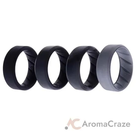 Picture of Silicone Wedding BR 8mm Edge Ring Set - Black-Camo by ROQ for Men - 4 x 8 mm Ring