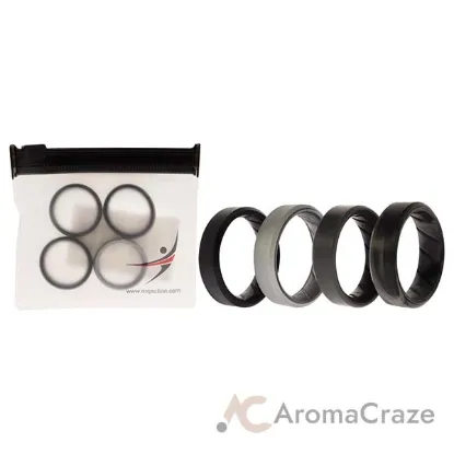 Picture of Silicone Wedding BR 8mm Edge Ring Set - Black-Camo by ROQ for Men - 4 x 9 mm Ring